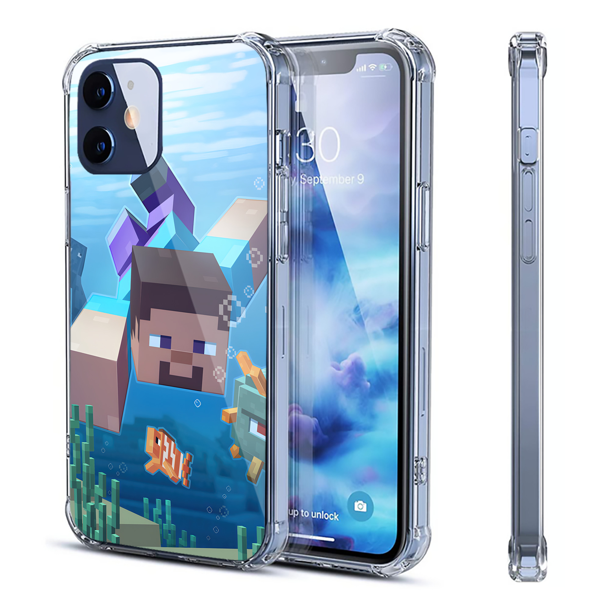 （画像用） マインクラフト ブロックの世界 Minecraft MC Block world 【iPhone 12シリーズ対応】透明スマホケース（クリアソフトケース）